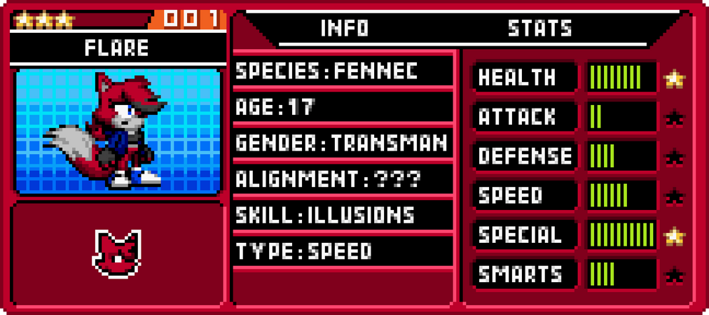 Expanded Sonic Battle card, with sprite of Flare